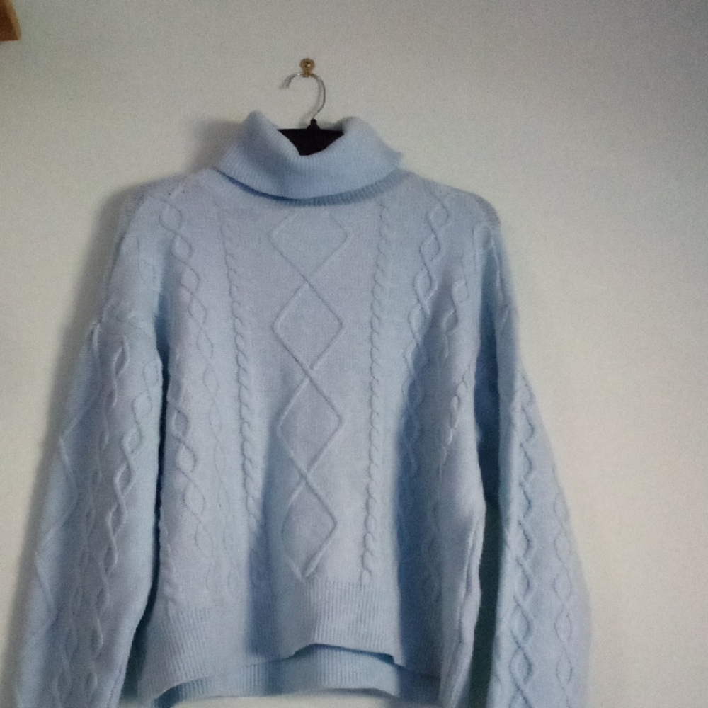Light Blue Turtleneck Sweater